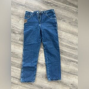 Wrangler Riggs Workwear Men's Dark Blue Fleece Lined Carpenter Denim Jeans 34x34